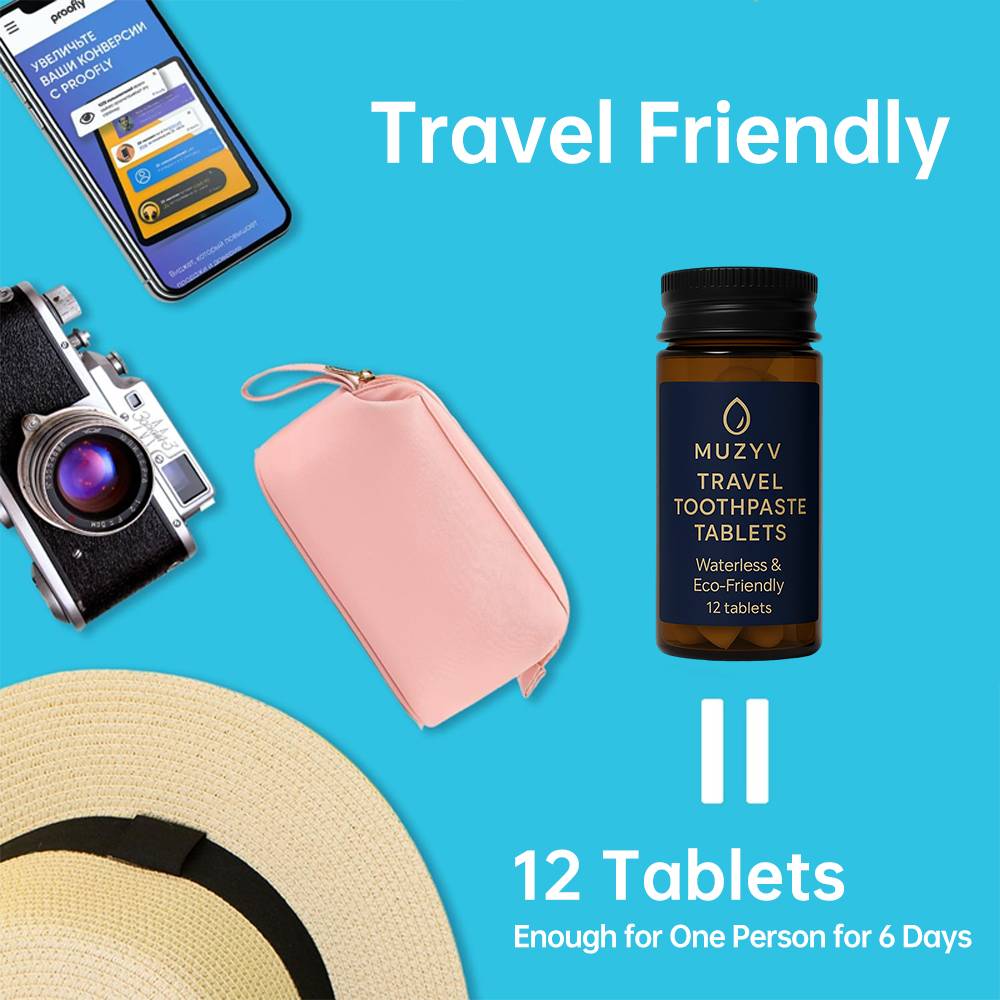 12-Tab Travel Pack · 5% Hydroxyapatite Toothpaste Tablets
