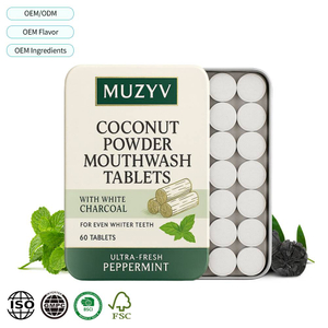 Chewable White Charcoal Coconut Mouthwash Tablets