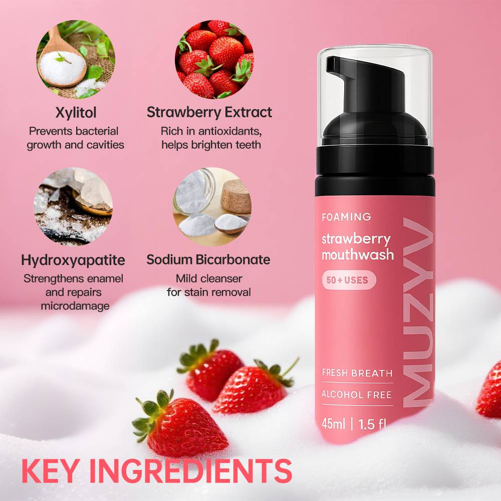 Strawberry Mousse Mouthwash – Alcohol-Free Foaming Rinse for Fresh Breath