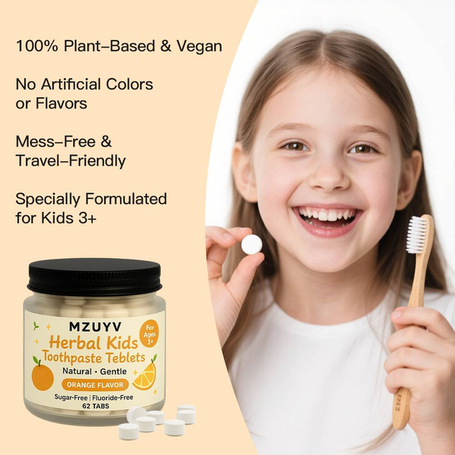 Kids Herbal Toothpaste Tablets – Orange & Banana Flavors | Gentle Oral Care for Children