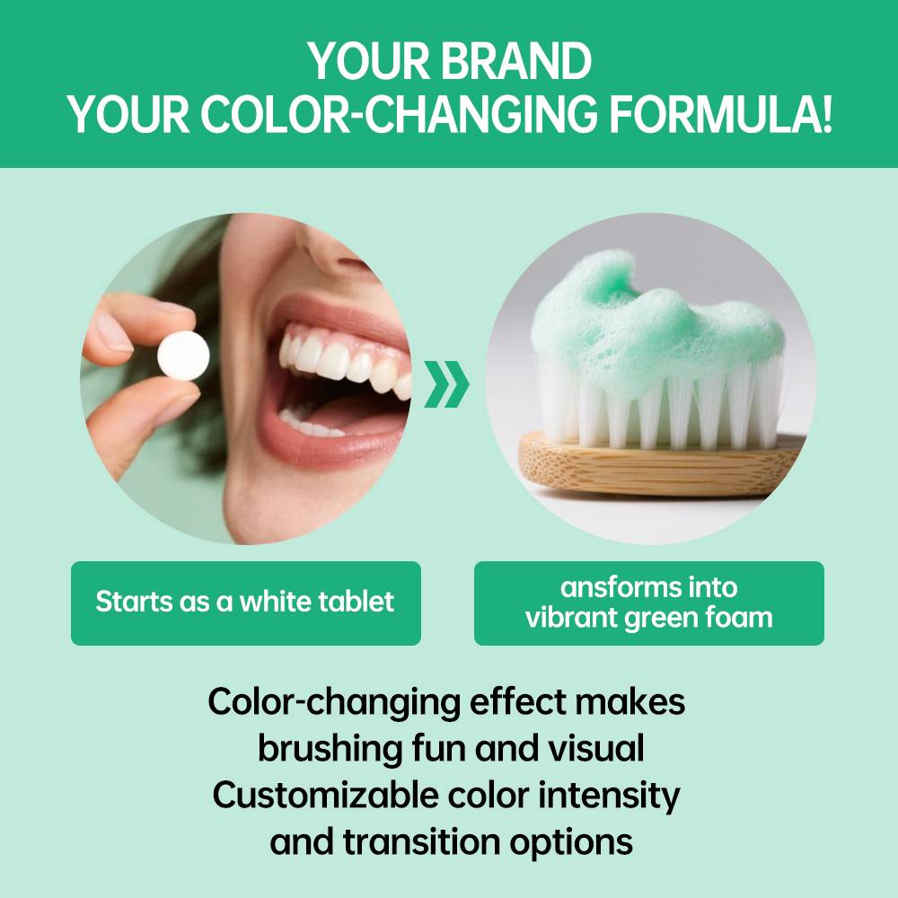 Custom Green Color-Changing Toothpaste Tablets