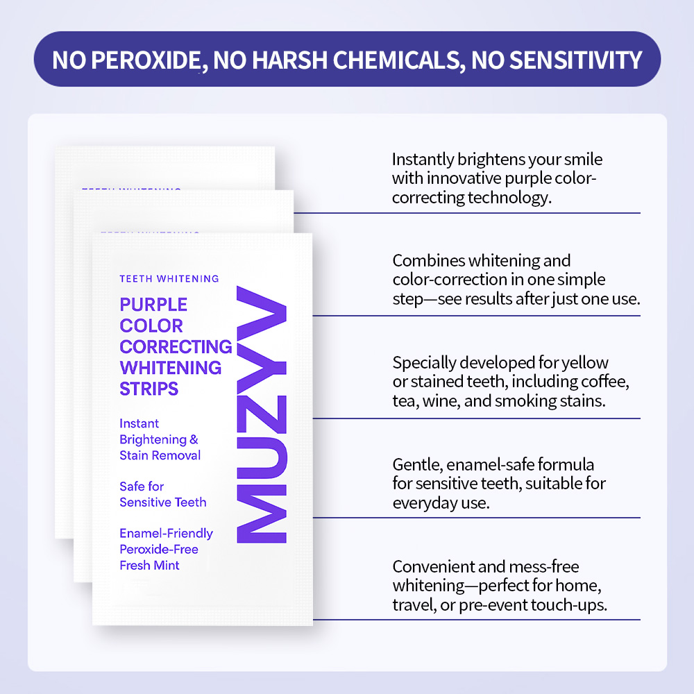 Purple Color Correcting Whitening Strips Enamel-Safe