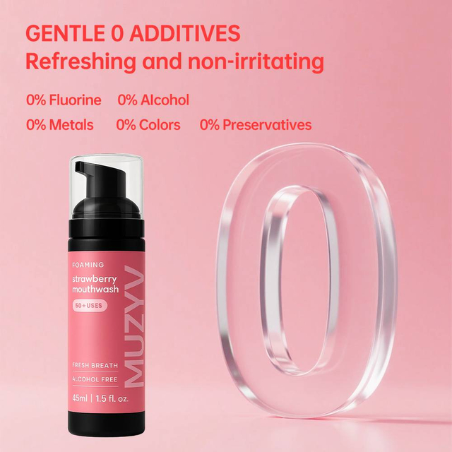 Strawberry Mousse Mouthwash – Alcohol-Free Foaming Rinse for Fresh Breath