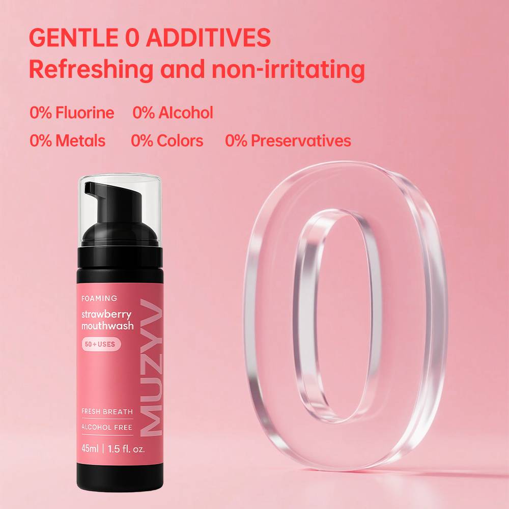 Strawberry Mousse Mouthwash – Alcohol-Free Foaming Rinse for Fresh Breath