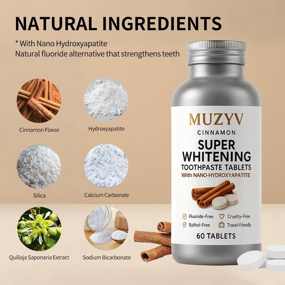 Cinnamon Whitening Toothpaste Tablets Enamel Care with Hydroxyapatite & Botanical Cinnamon