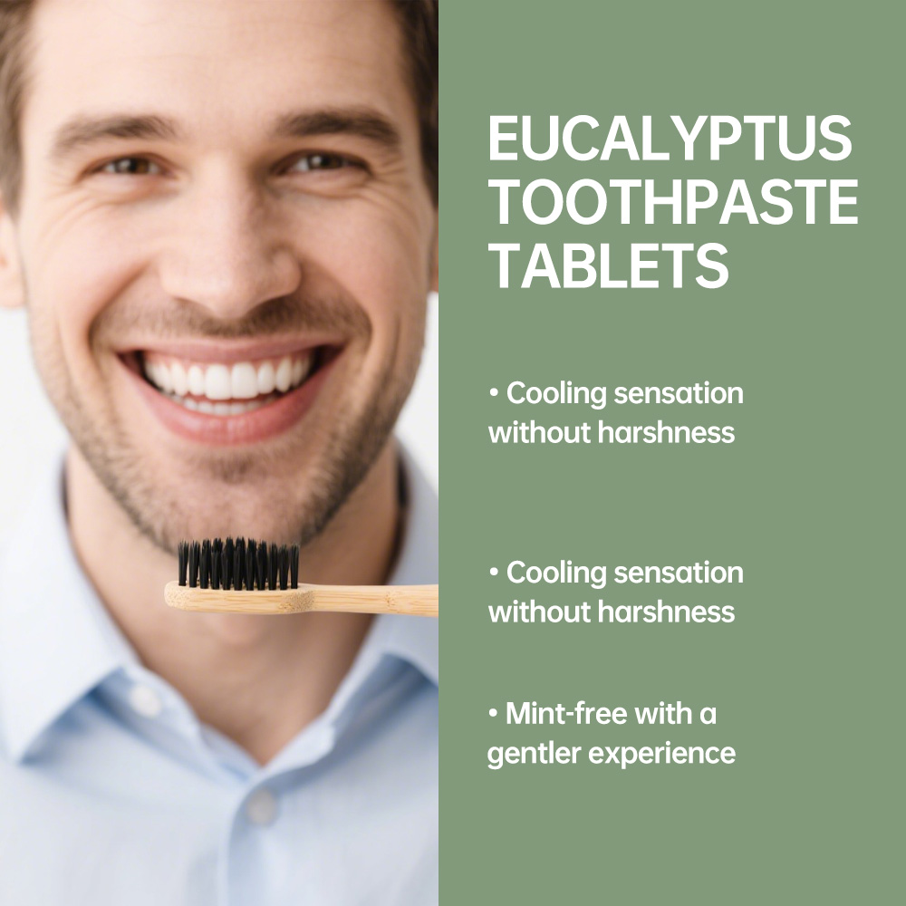 Eucalyptus Toothpaste Tablets Refill – Plastic-Free Oral Care Tablets in Paper Pouch