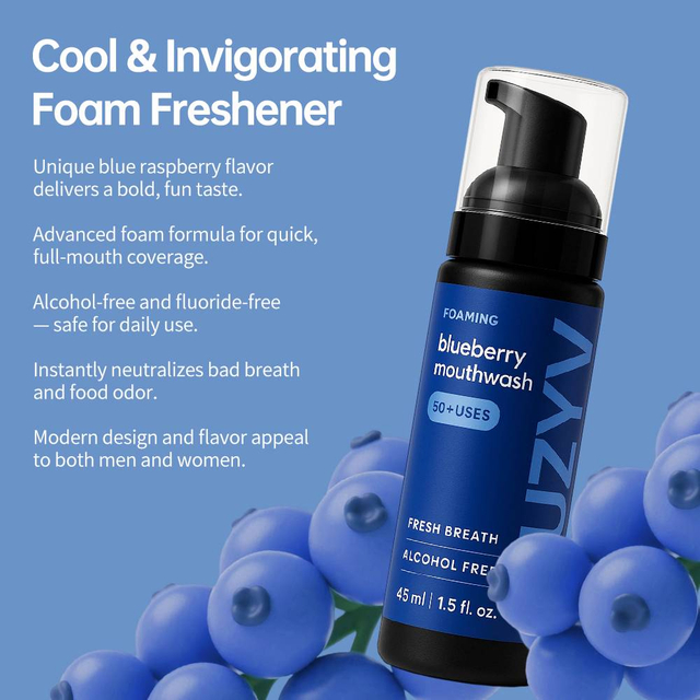 Blueberry Mousse Mouthwash – Alcohol-Free Foaming Mouth Rinse