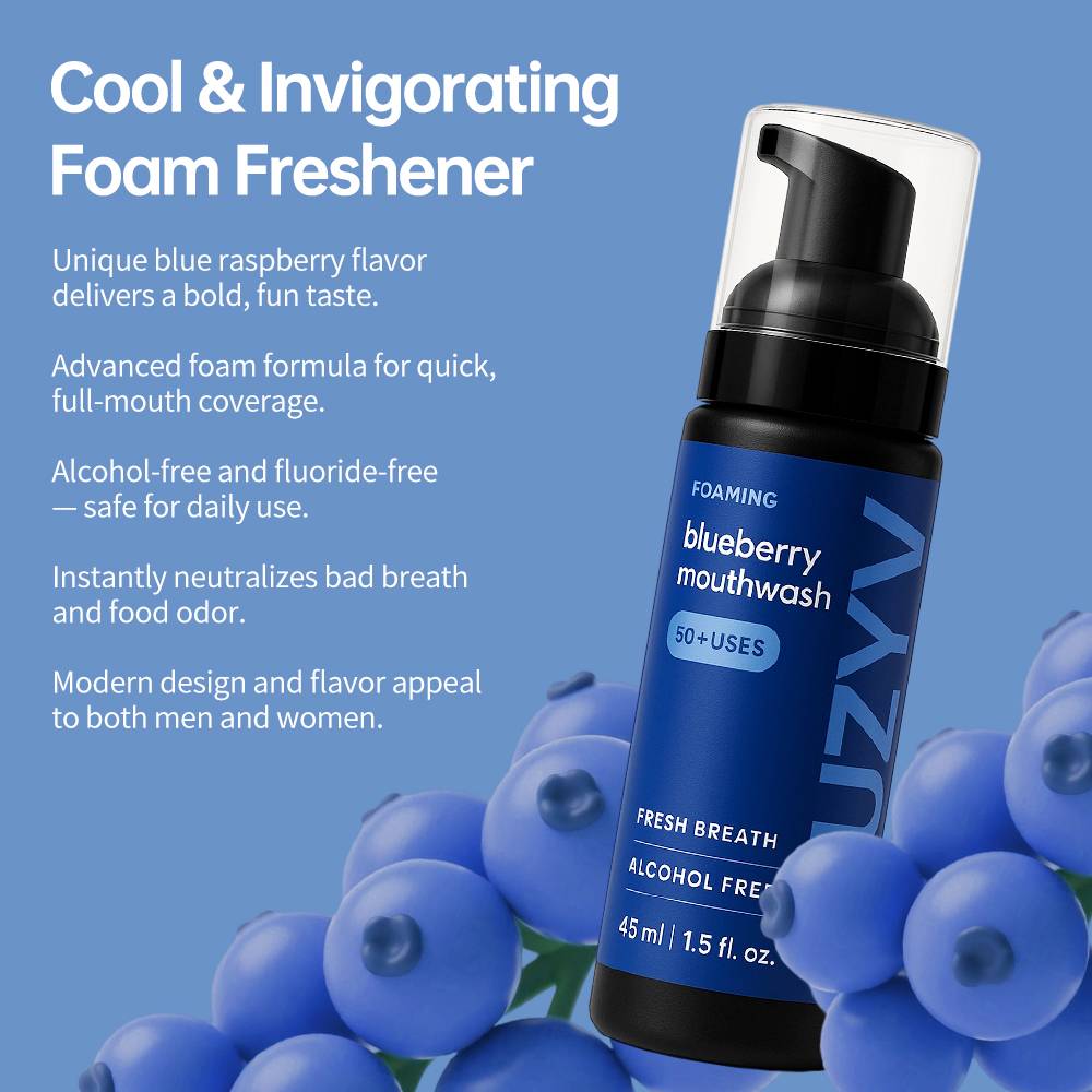 Blueberry Mousse Mouthwash – Alcohol-Free Foaming Mouth Rinse