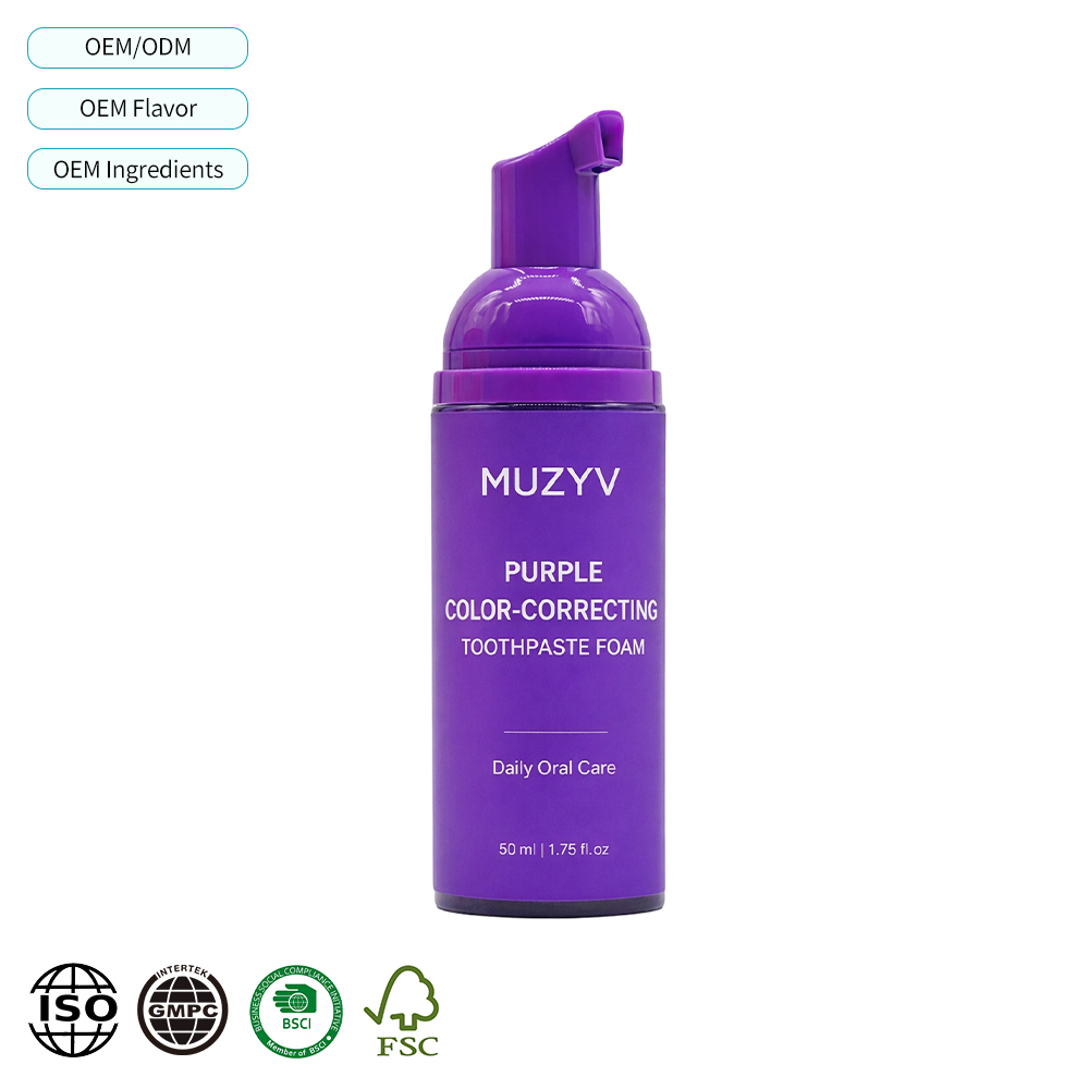 Purple Color-Correcting Toothpaste Foam Gentle Whitening Mousse for Daily Oral Care