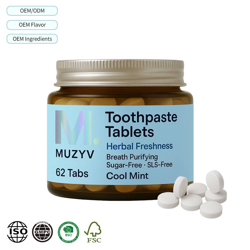Herbal Fresh Breath Toothpaste Tablets for Daily Oral Care | Plant-Based Solid Toothpaste