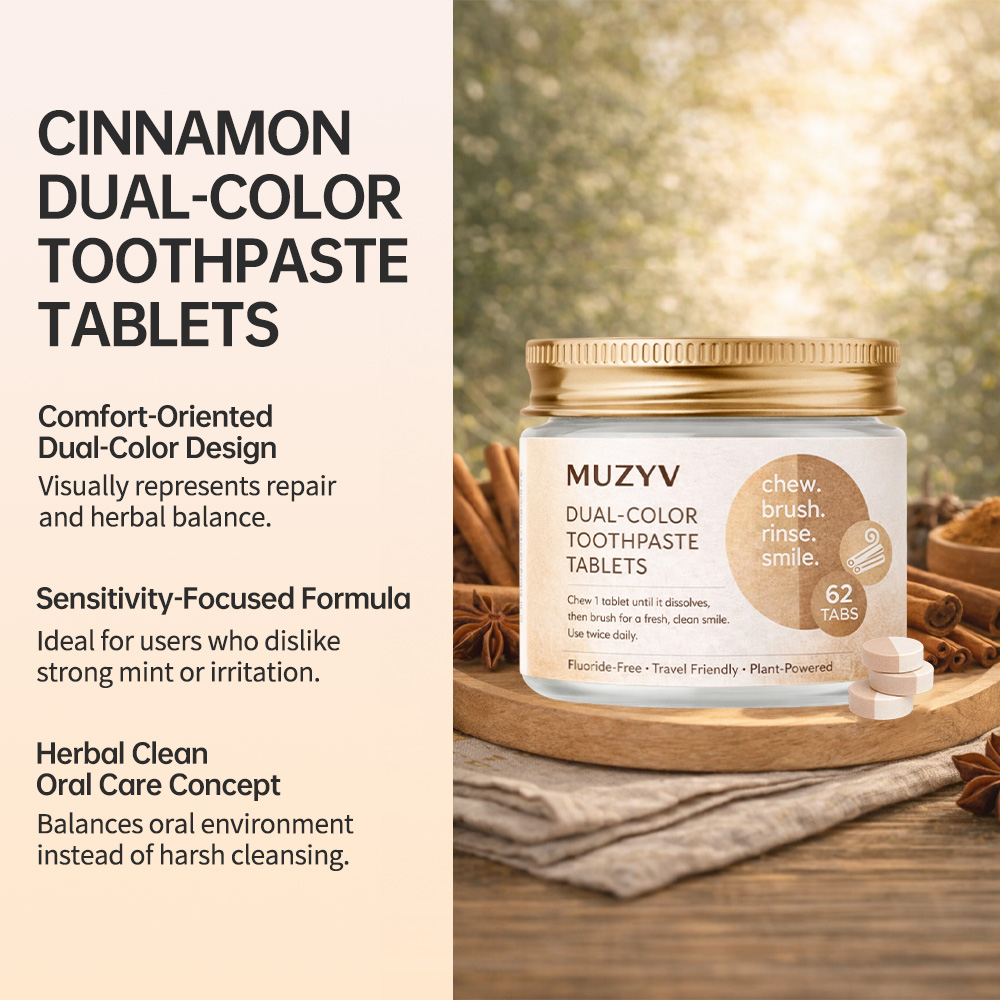 Cinnamon Dual-Color Toothpaste Tablets – Gentle Enamel Repair & Comfort Care