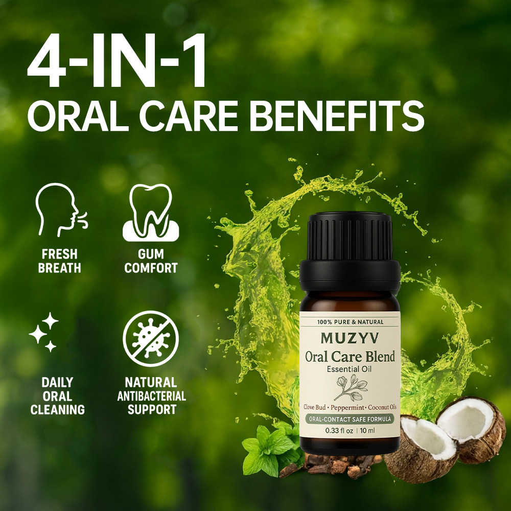 Clove & Peppermint Oral Care Oil Natural Essential Oil Blend for Fresh Breath & Gum Comfort