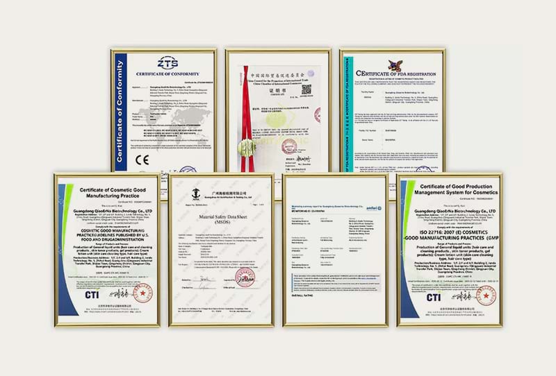 Compliance certificates for oral care OEM, including GMP and ISO