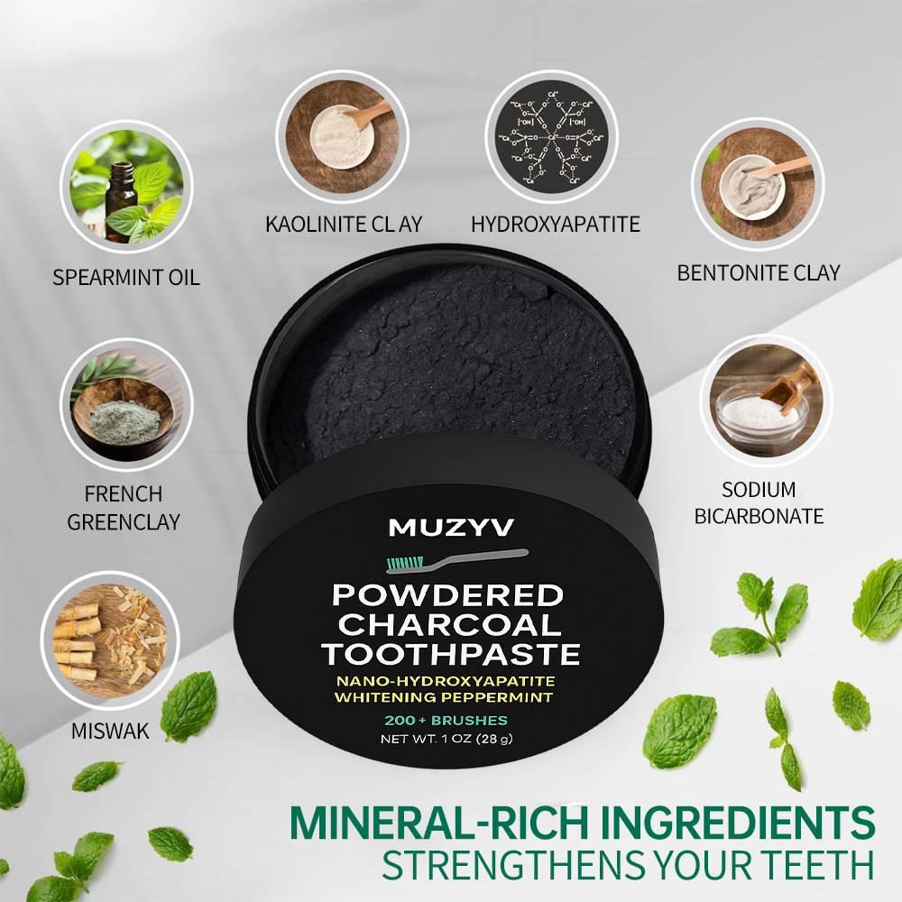 Activated Charcoal Tooth Powder with Nano-Hydroxyapatite
