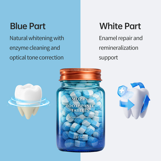 Blue & White Color-Dual Toothpaste Tablets for Daily Whitening & Enamel Repair