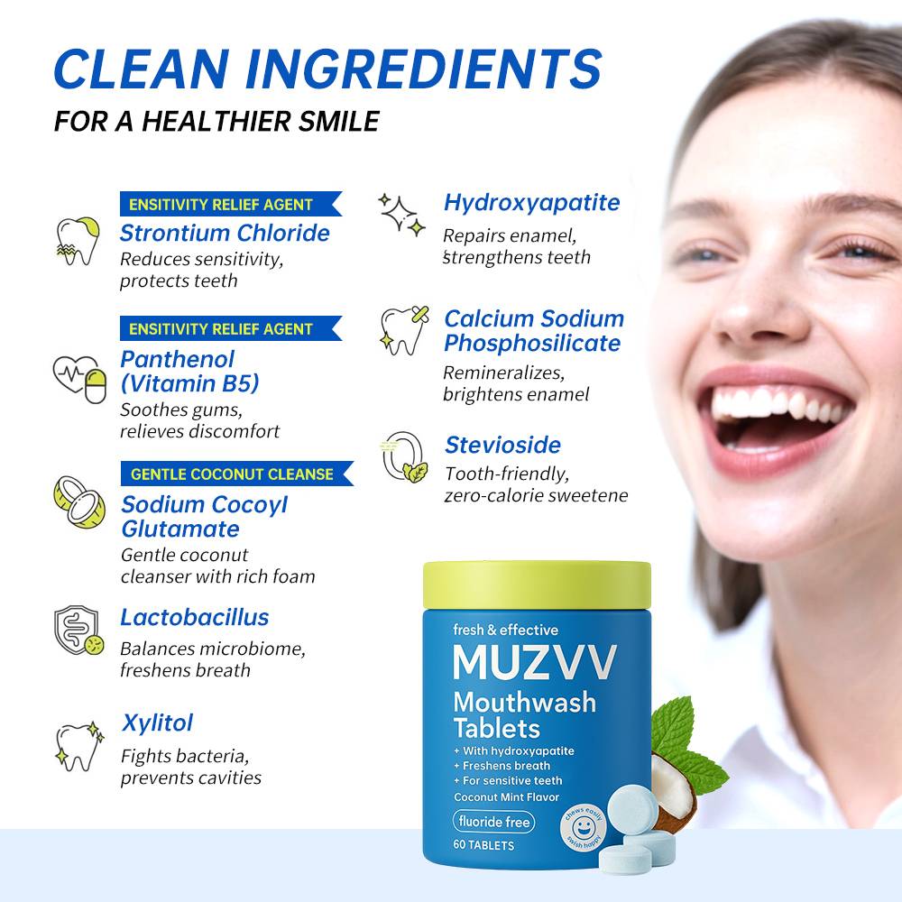 Coconut Mint Travel Mouthwash Tablets Fresh Breath