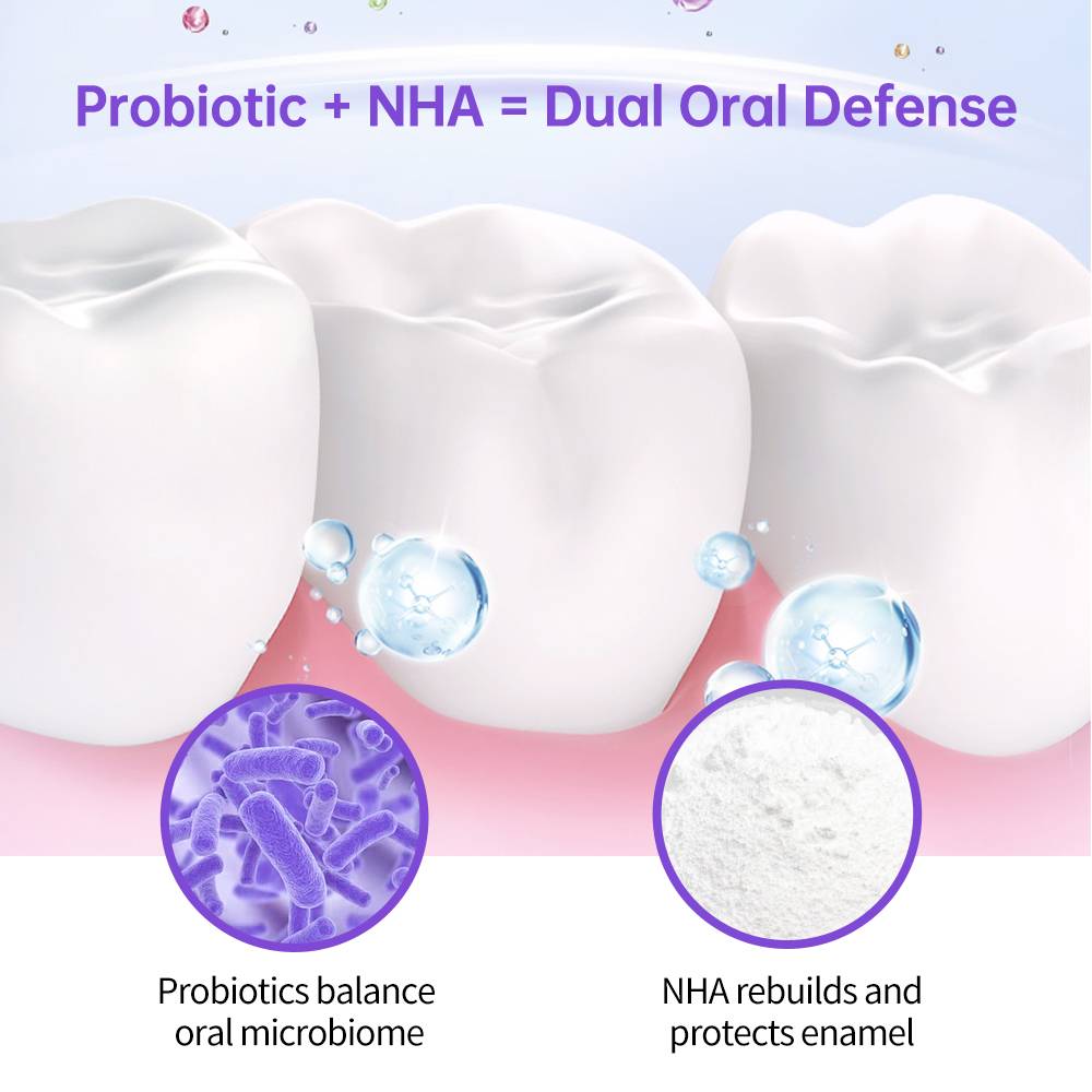 Purple Probiotic Toothpaste Tablets for Daily Oral Care | Solid Toothpaste Tablets