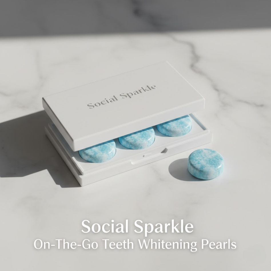 Social Sparkle whitening pearls open case