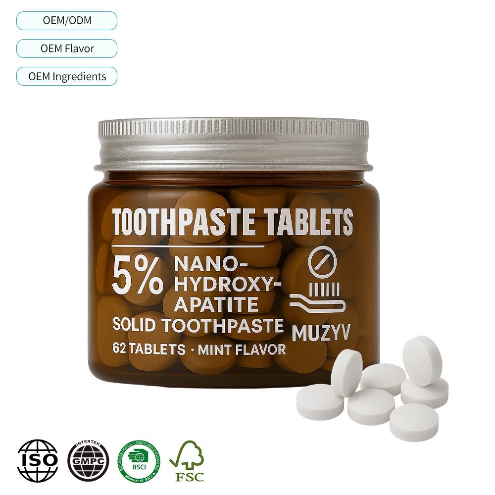 Glass Bottle 5% Hydroxyapatite Toothpaste Tablets