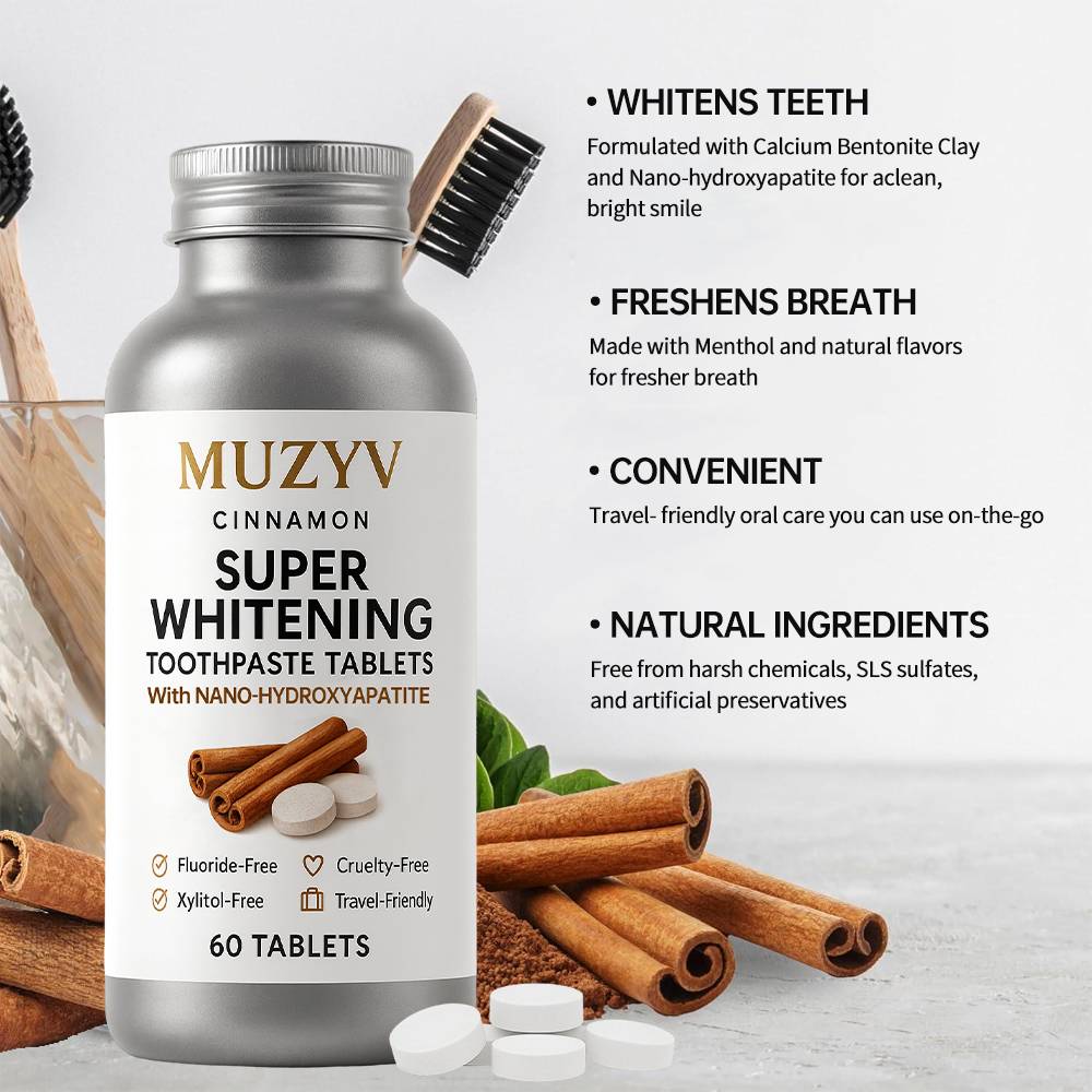 Cinnamon Whitening Toothpaste Tablets Enamel Care with Hydroxyapatite & Botanical Cinnamon