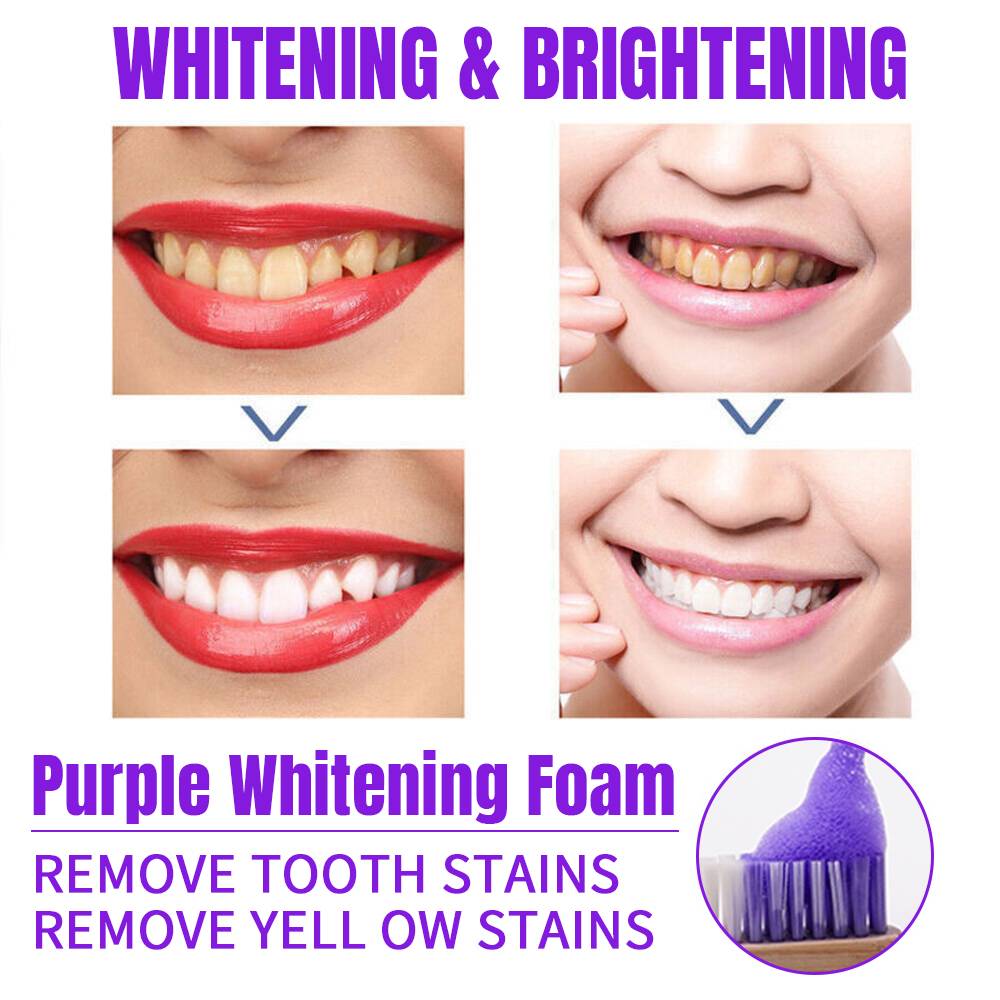Purple Color-Correcting Toothpaste Foam Gentle Whitening Mousse for Daily Oral Care