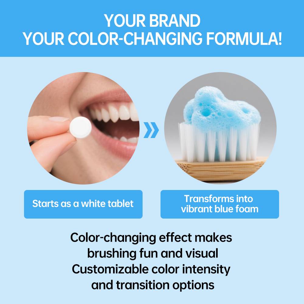 Custom Blue Color-Changing Toothpaste Tablets
