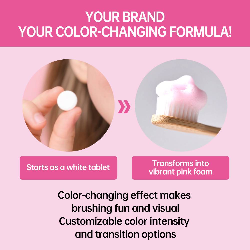 Custom Pink Color Changing Toothpaste Tablets