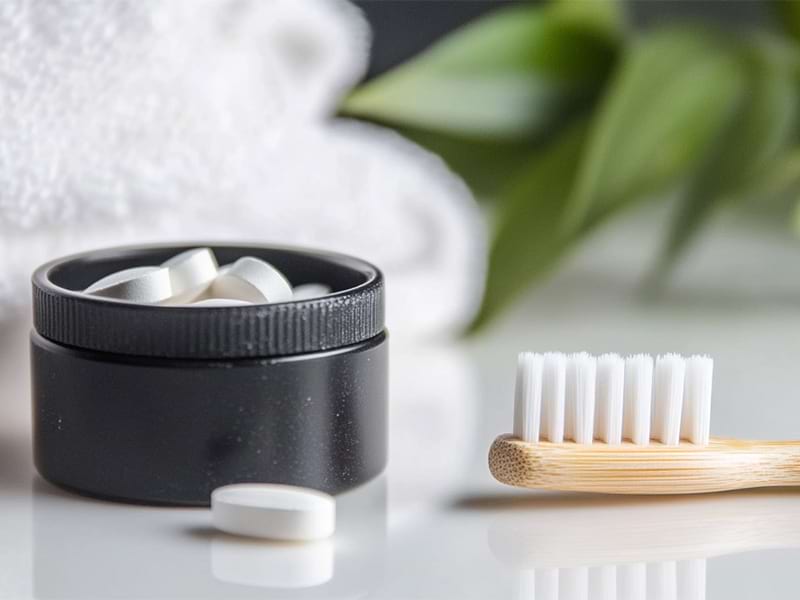 Custom toothpaste tablet kits for luxury hotels and airline first-class cabins