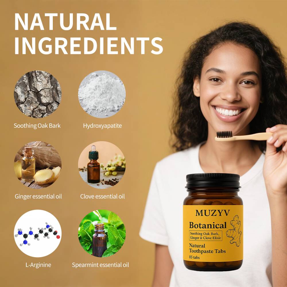 Ginger & Herbal Enamel Care Toothpaste Tablets With Hydroxyapatite, Oak Bark & Clove Oil