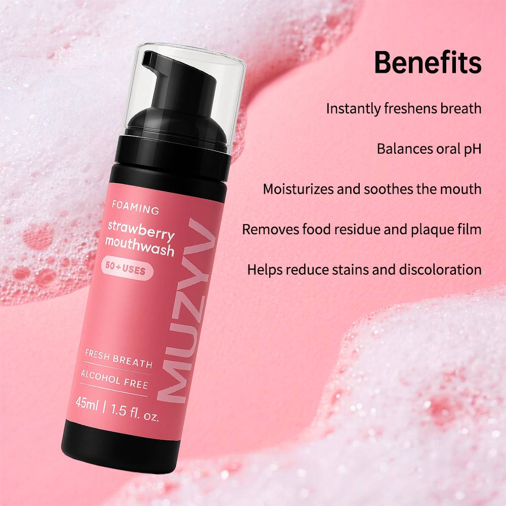 Strawberry Mousse Mouthwash – Alcohol-Free Foaming Rinse for Fresh Breath