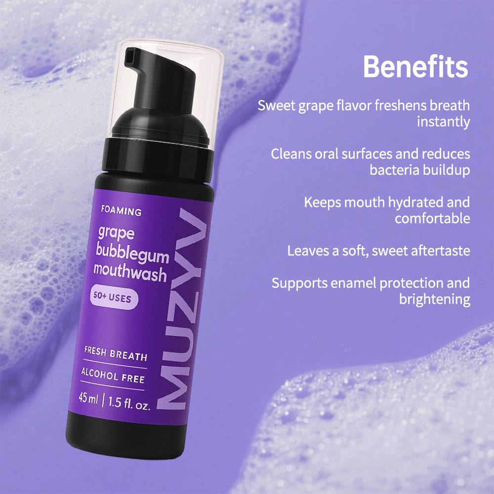 Grape Bubblegum Mousse Mouthwash – Fun Foaming Rinse for Fresh Breath
