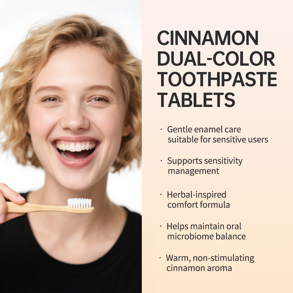 Cinnamon Dual-Color Toothpaste Tablets – Gentle Enamel Repair & Comfort Care