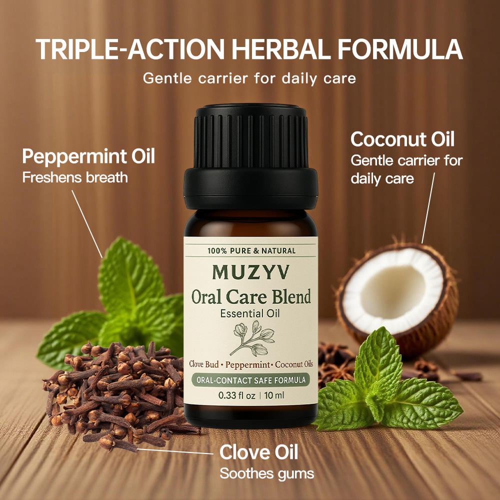 Clove & Peppermint Oral Care Oil Natural Essential Oil Blend for Fresh Breath & Gum Comfort
