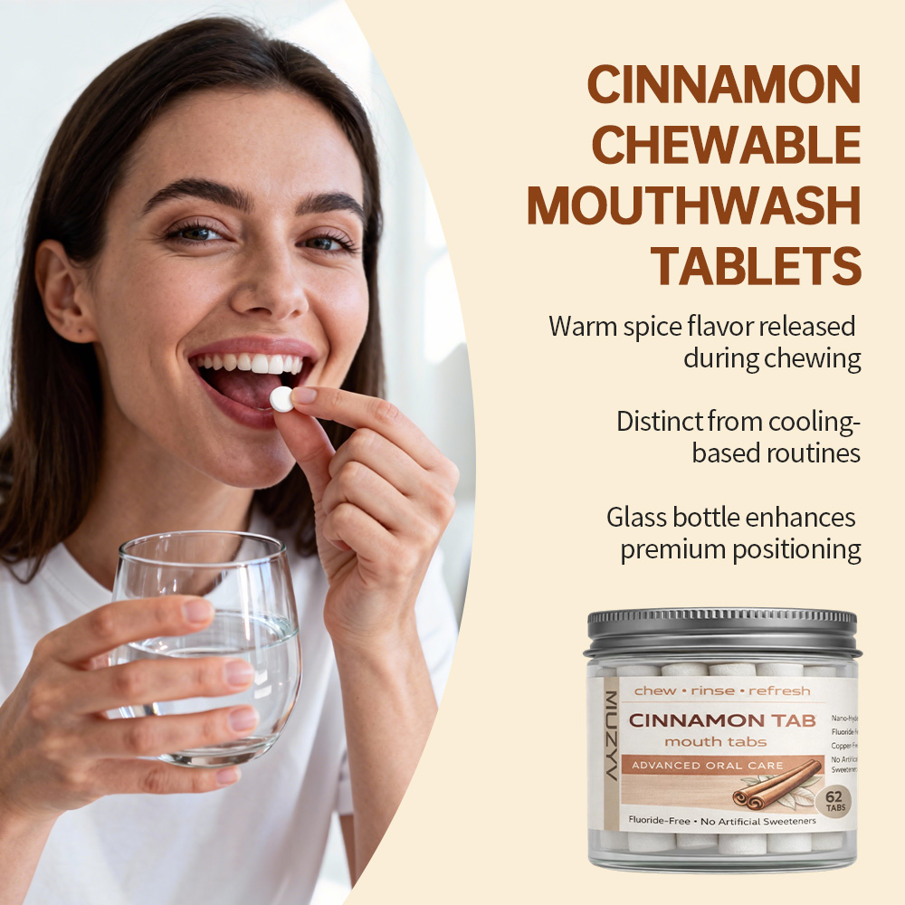 Cinnamon Mouthwash Tablets Warm Herbal Chewable Oral Rinse