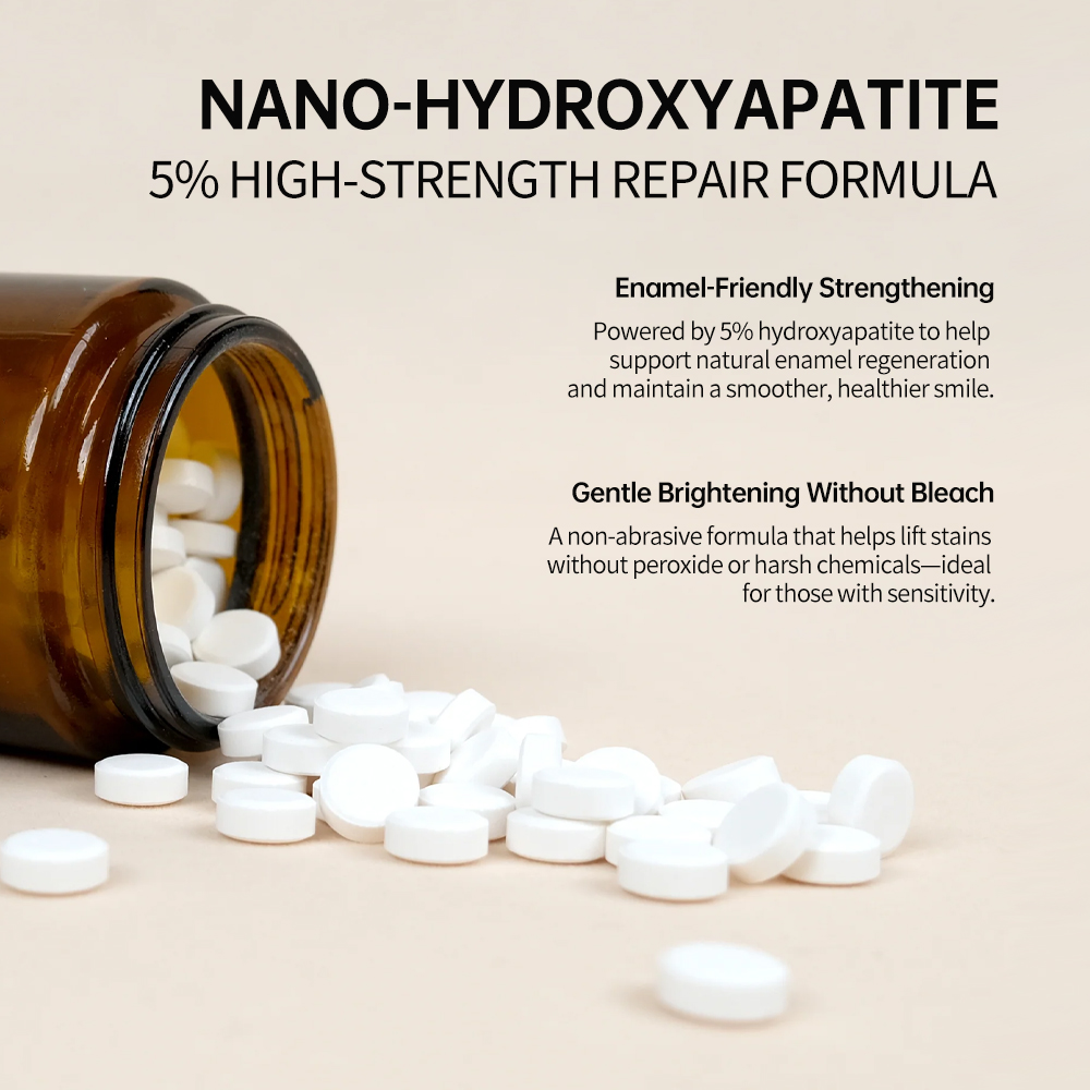 Glass Bottle 5% Hydroxyapatite Toothpaste Tablets 186 Tablets