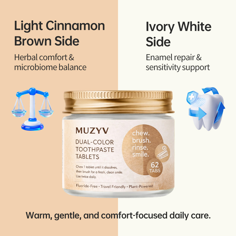 Cinnamon Dual-Color Toothpaste Tablets – Gentle Enamel Repair & Comfort Care