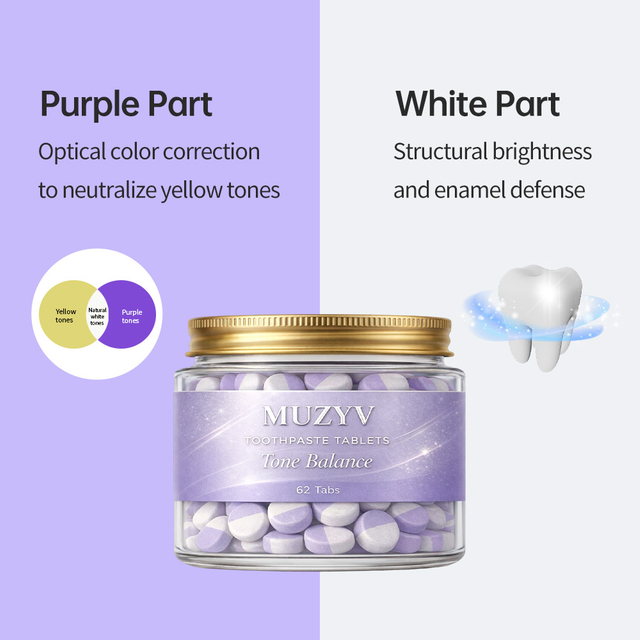 Purple & White Color-Dual Toothpaste Tablets Color Balance & Enamel Defense