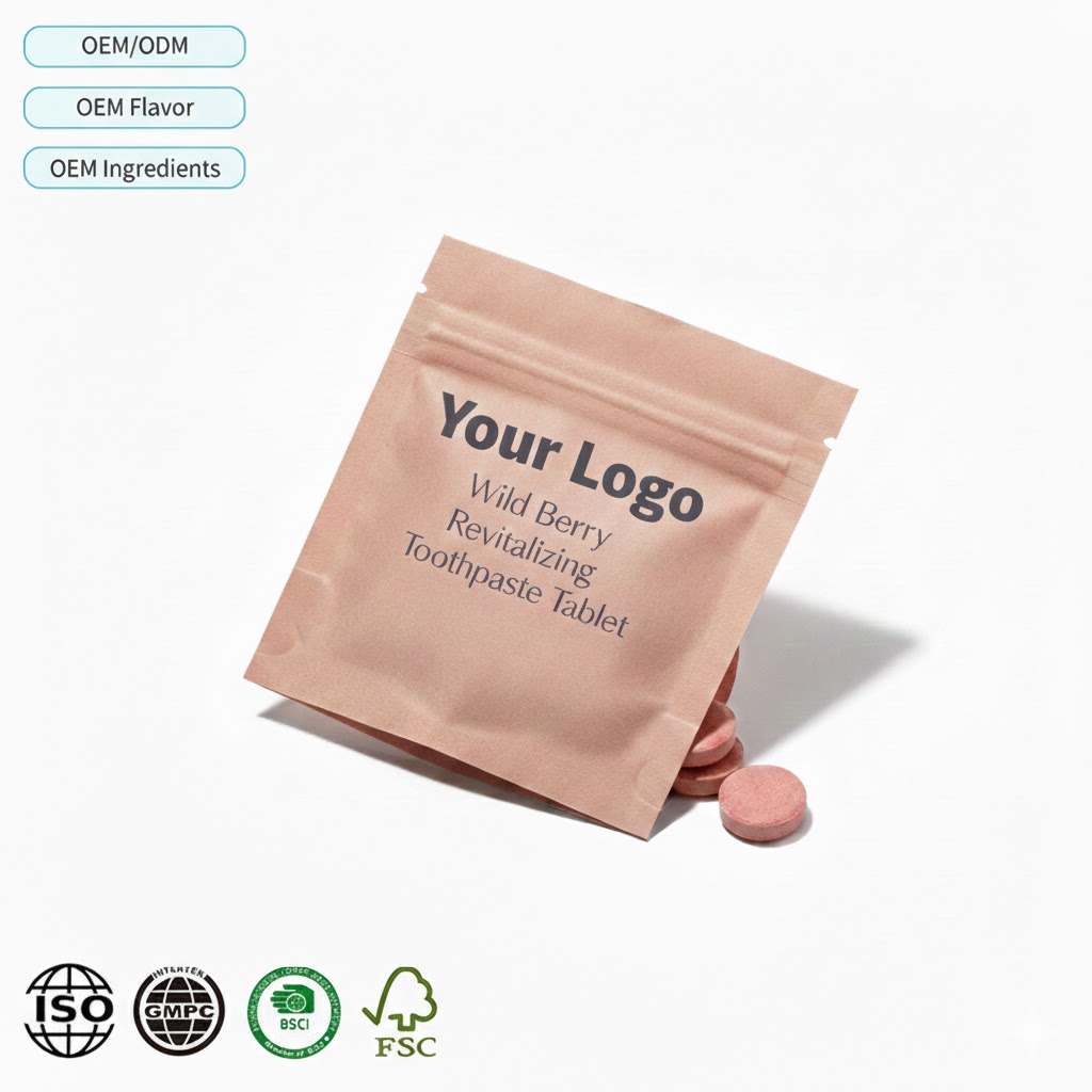 Wild Berry Revitalizing Toothpaste Tablet Custom Formulation Manufacturer