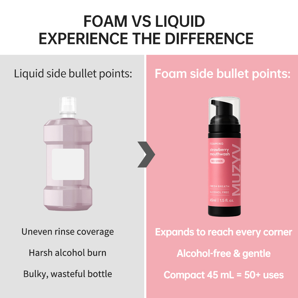 Strawberry Mousse Mouthwash – Alcohol-Free Foaming Rinse for Fresh Breath