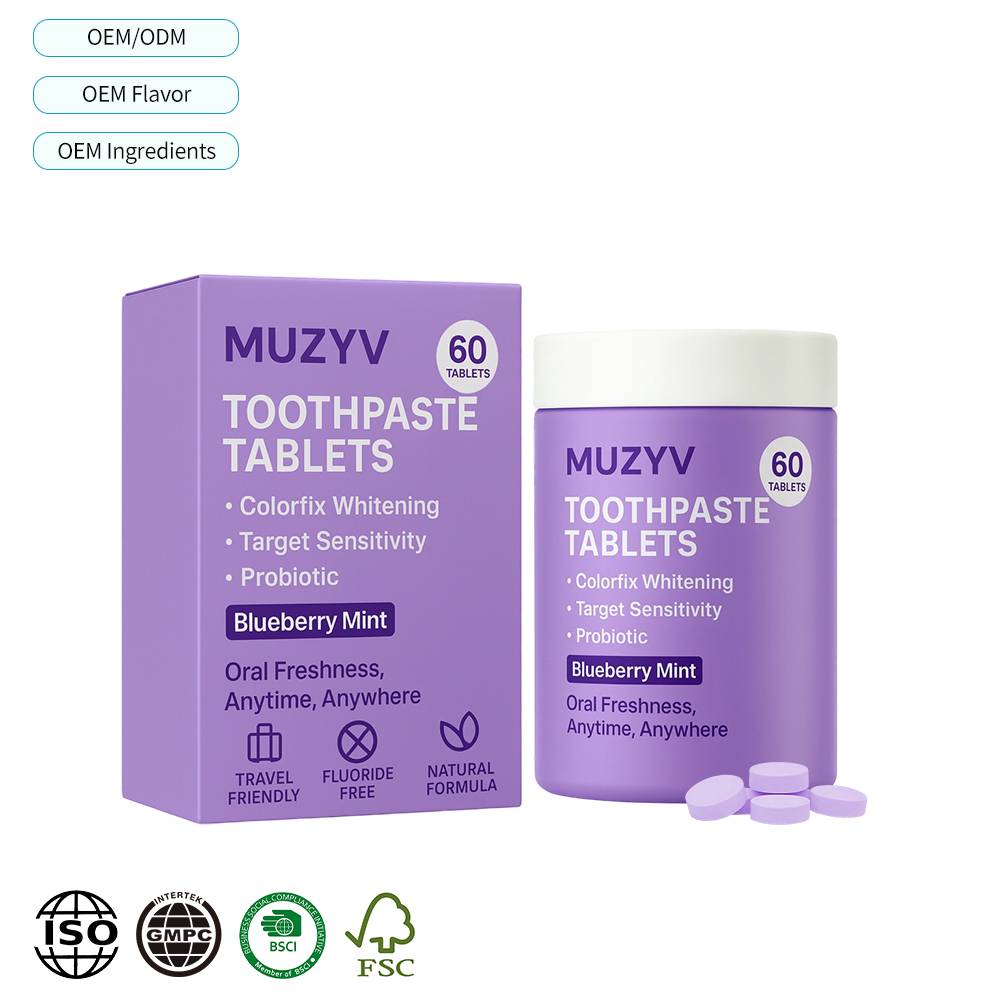 Purple Probiotic Toothpaste Tablets for Daily Oral Care | Solid Toothpaste Tablets