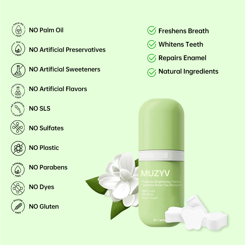 Jasmine Green Tea Toothpaste Tablets with Probiotics