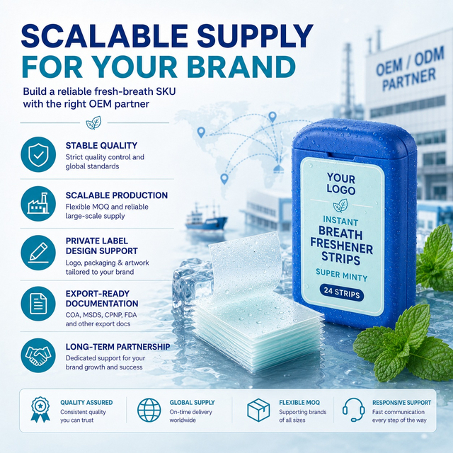 Private Label Instant Dissolving Breath Freshener Strips