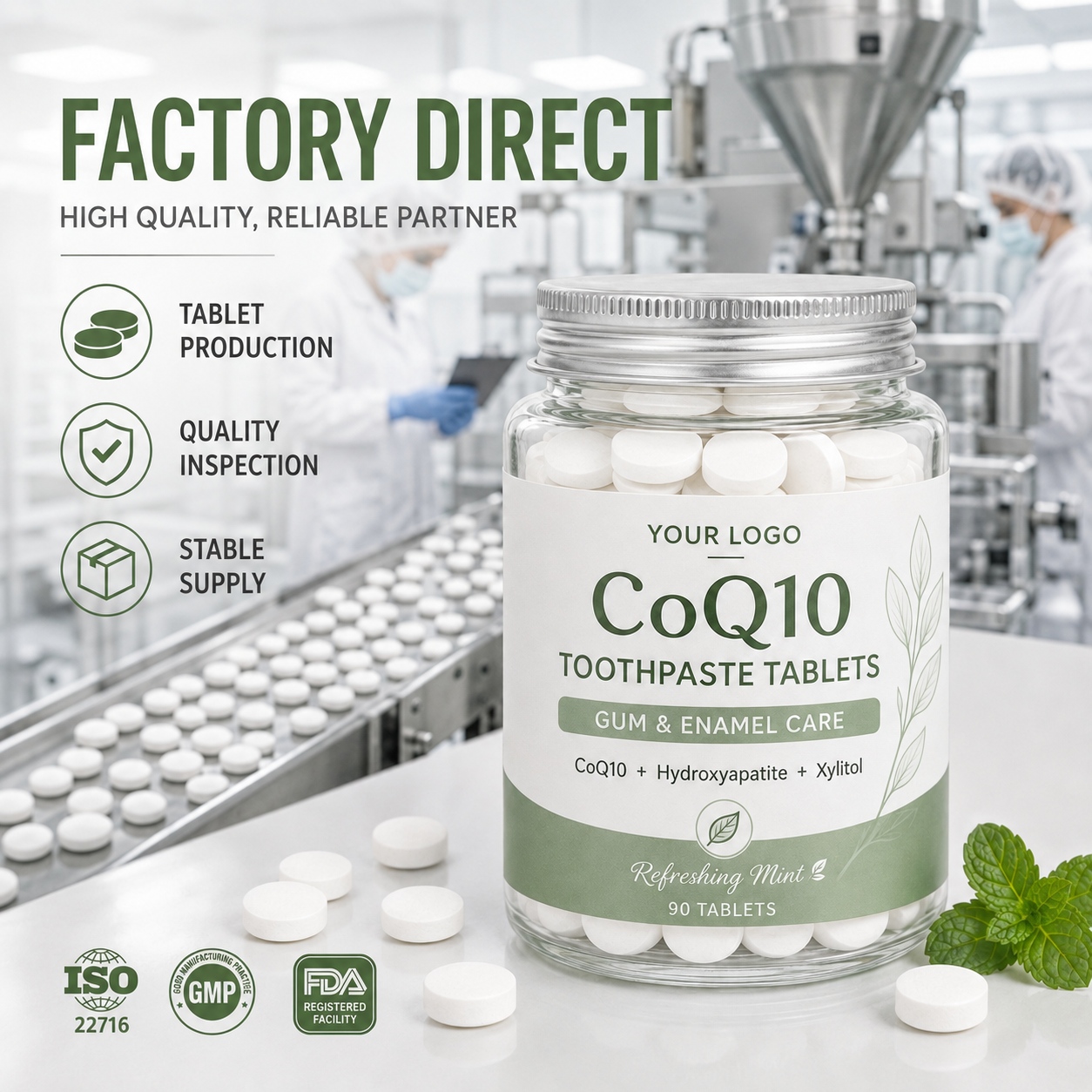 Private Label CoQ10 Toothpaste Tablets Manufacturer