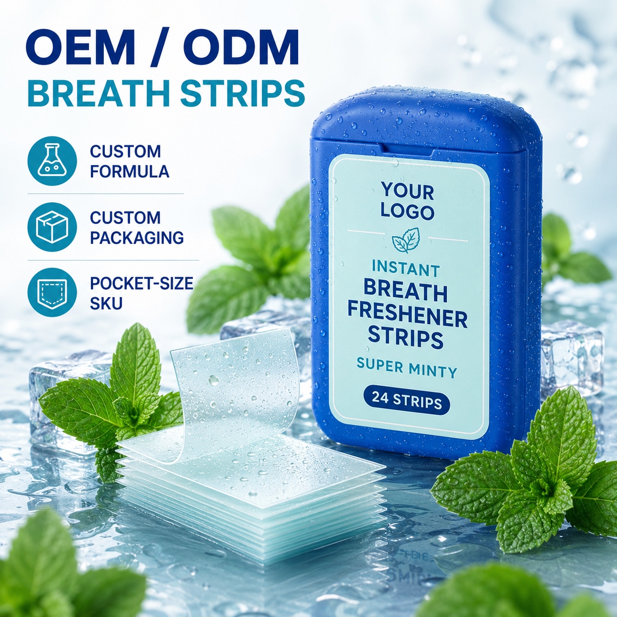 Private Label Instant Dissolving Breath Freshener Strips