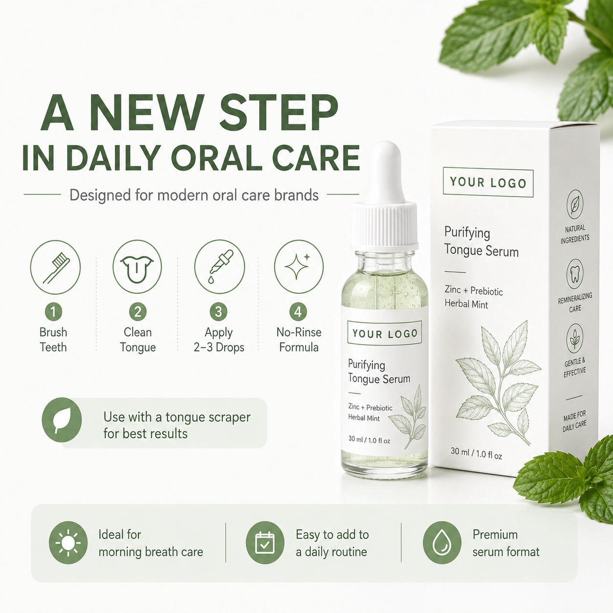 Private Label Zinc Prebiotic Tongue Care Serum