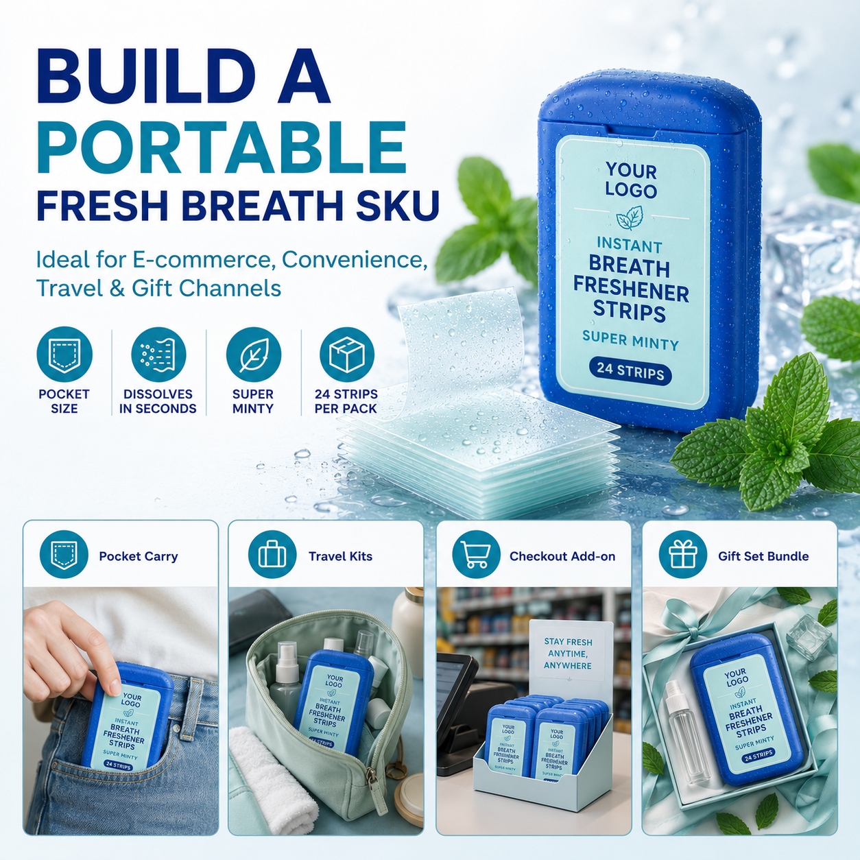 Private Label Instant Dissolving Breath Freshener Strips