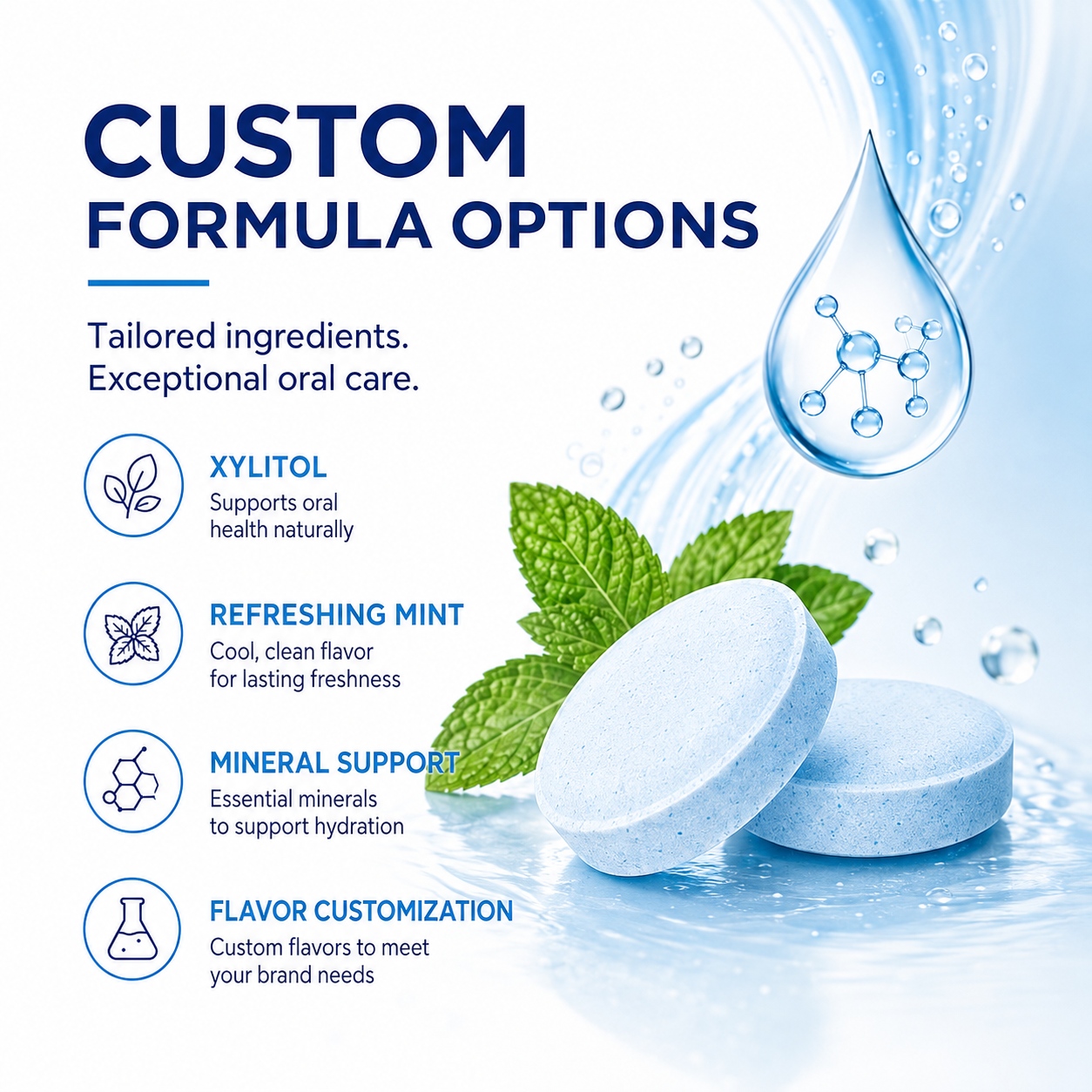 Private Label Functional Oral Care Tablets Sports Recovery Mouth Freshening Lozenges