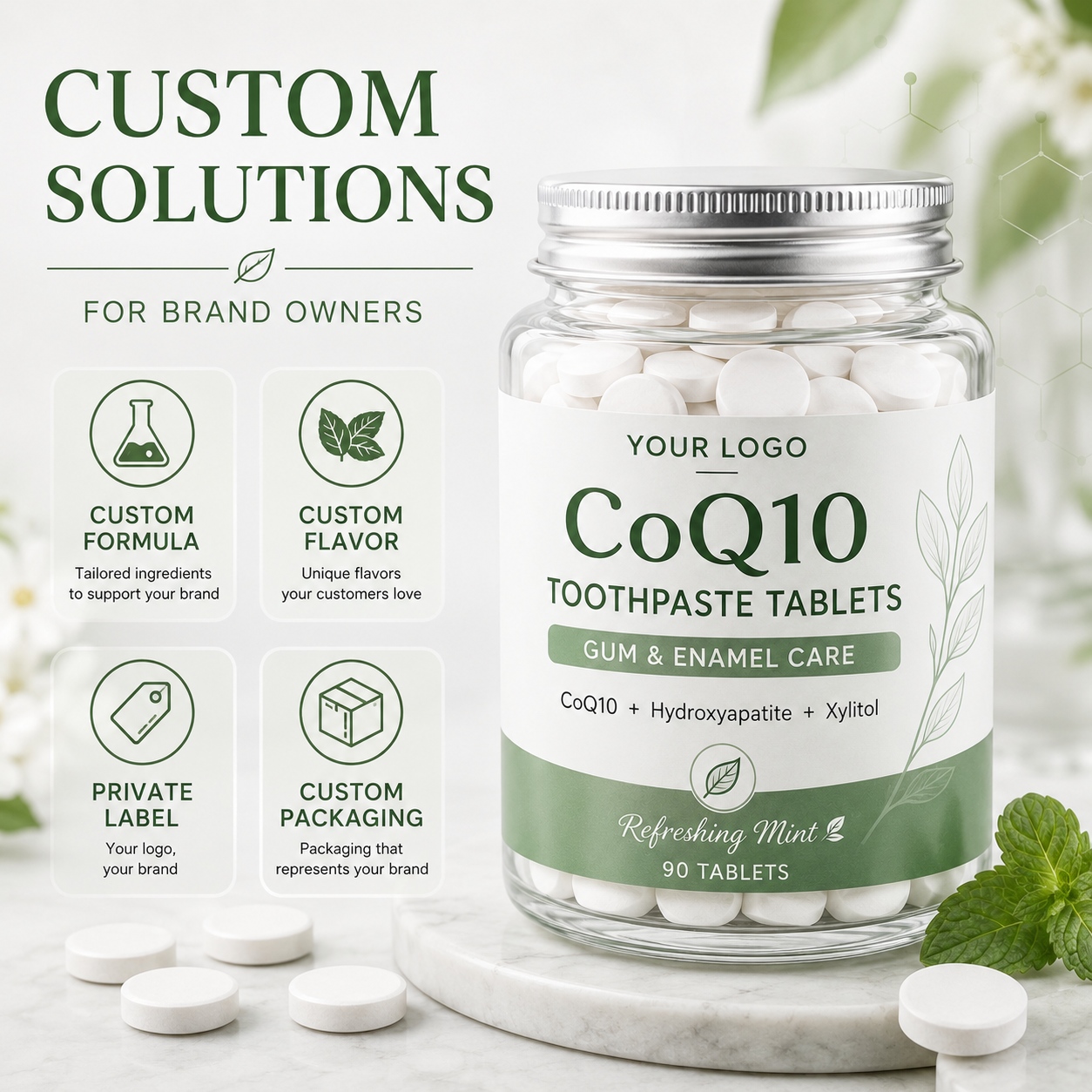 Private Label CoQ10 Toothpaste Tablets Manufacturer